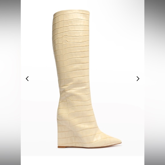 Schutz Asya Up Croc-Print Wedge Tall Boots brand New Size 8 - Picture 2 of 5